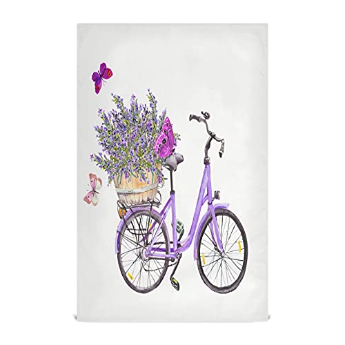 Mnsruu Lila Fahrrad Lavendel Blume Schmetterling Küchentücher Geschirrtuch Geschirrtuch Geschirrtücher 1 Pack Super saugfähig weich 71 x 46 cm von Mnsruu