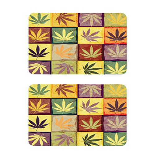 Mnsruu Mariguana Cannabis Blätter Retro Stilvolle Kühlschrankmagnete 2 Stück Dekorative Kühlschrank Whiteboard Küche Büro Magnete von Mnsruu