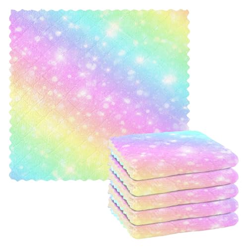 Mnsruu Mikrofaser Reinigungstücher Glitzer Regenbogen Tie Dye Wiederverwendbare Geschirrtücher zum Abwasch 6 Pack Schwedisches Geschirrtuch Mikrofaser Reinigungstücher Waschbar Staubwedel Lappen Tuch von Mnsruu