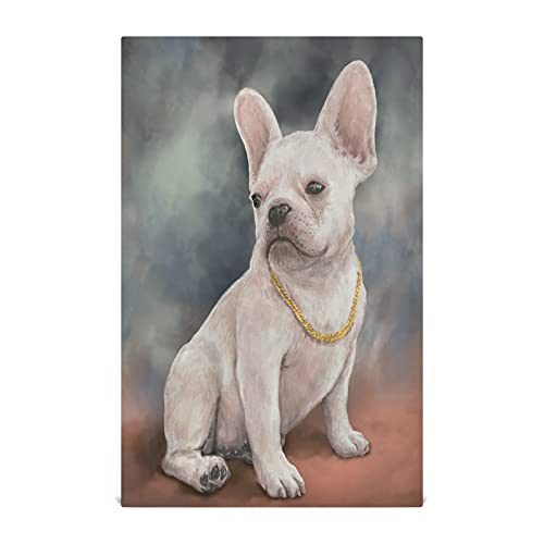 Mnsruu Niedliche Bulldogge Welpe Hund Ölgemälde Küchentücher Geschirrtuch Geschirrtuch Geschirrtücher 1 Packung super saugfähig weich 71 x 46 cm von Mnsruu