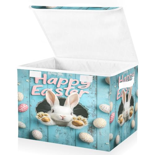Mnsruu Osterkörbe Faltbare Aufbewahrungskörbe mit Deckel, Osterhase Hase H Aufbewahrungsboxen Kleiderkörbe zum Organisieren von Mnsruu