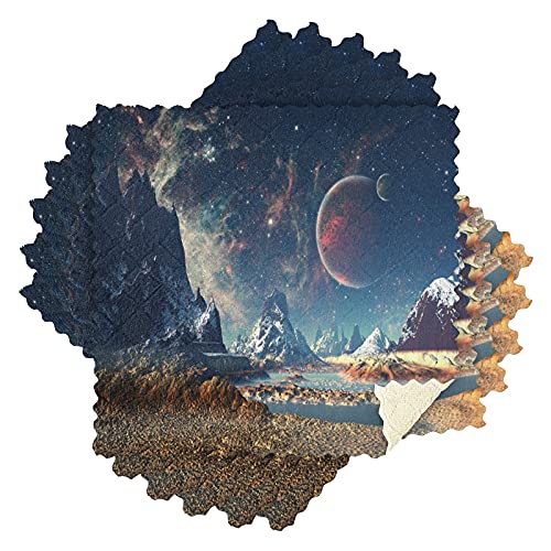 Mnsruu Planet Moon Mountain Starry Galaxy Nebula 6 Stück Küchentücher Geschirrtücher Geschirrtücher schnell trocknend super weich 28 x 28 cm von Mnsruu