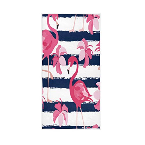 Mnsruu Rosa Flamingo Vogel Streifen Blume weich Bad Hotel Spa Hand Gym Sport Handtuch 76 x 38 cm (30 x 15 Zoll) von Mnsruu