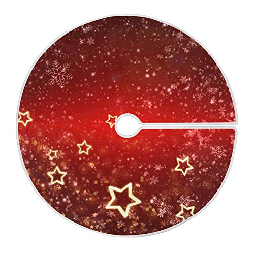Mnsruu Roter Weihnachtsbaum Schneeflocke Gold Sterne Weihnachtsbaum Rock Schnee Baum Röcke für Weihnachten Urlaub Dekorationen (90cm) von Mnsruu