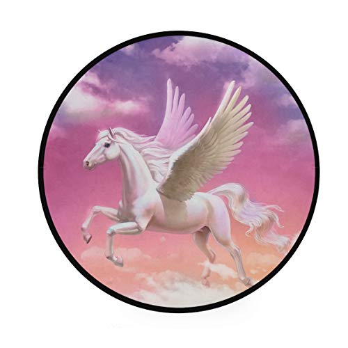 Mnsruu Runde Teppiche, Pegasus In The Sky Teppiche für Wohnzimmer Schlafzimmer 92 cm Durchmesser von Mnsruu