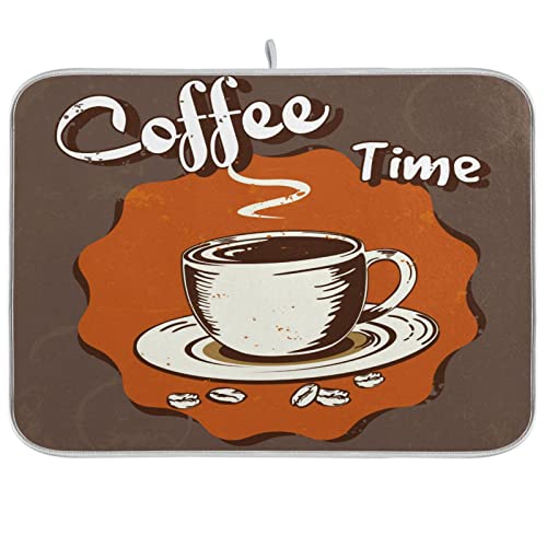 Mnsruu Saugfähige Abtropfmatte Retro Vintage Kaffee Zeit Geschirr Abtropfmatte Pad Topflappen mit Aufhängeschlaufe für Küche Arbeitsplatten Spülen Kühlschrank 40 x 46 cm Mnsruu Saugfähige Abtropfmatte Retro Vintage Kaffee Zeit Geschirr Abtropfmatte Pad Topflappen mit Aufhängeschlaufe für Küche Arbeitsplatten Spülen Kühlschrank 40 x 46 cm von Mnsruu