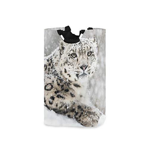 Mnsruu Schneeleopard Wäschekorb faltbar Wäschekorb mit Griff faltbar Wäschekorb von Mnsruu