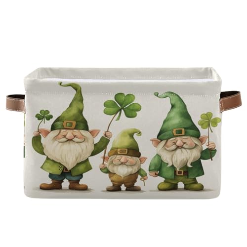 Mnsruu St. Patrick's Day Aufbewahrungskorb, St. Patrick's Day Zwerg Klee, faltbar, Stoff, faltbare Aufbewahrungskörbe, Organizer-Tasche zur Aufbewahrung von Kleidung von Mnsruu