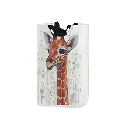 Mnsruu Süßer Giraffen-Wäschesammler Faltbarer Wäschekorb mit Griff Faltbarer Aufbewahrungskorb von Mnsruu