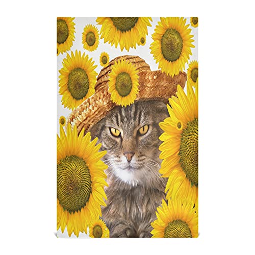 Mnsruu Sunflower Cat Kitten Küchentücher, Geschirrtuch, Geschirrtuch, Geschirrtücher, super saugfähig, weich, 71 x 46 cm von Mnsruu
