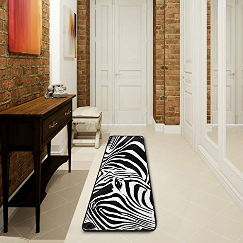 Mnsruu Teppich, Zebramuster, Schwarz/Weiß, gestreift, für Wohnzimmer, Schlafzimmer, Küche, 61 cm x 182,88 cm von Mnsruu