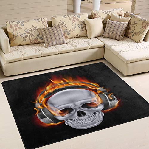 Mnsruu Teppich mit Totenkopf-Motiv, für Wohnzimmer, Schlafzimmer, 160 x 122 cm, Schwarz von Mnsruu
