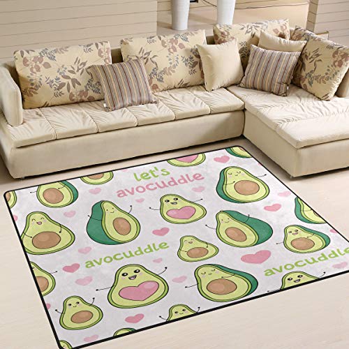 Mnsruu Teppich mit süßem Avocado-Frucht- und Herzmotiv, für Wohnzimmer, Schlafzimmer, 160 x 122 cm von Mnsruu