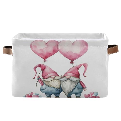 Mnsruu Valentinstags-Aufbewahrungskorb, rosa Valentins-Zwerge, faltbar, Stoff, faltbare Aufbewahrungskörbe, Organizer-Tasche zur Aufbewahrung von Kleidung von Mnsruu