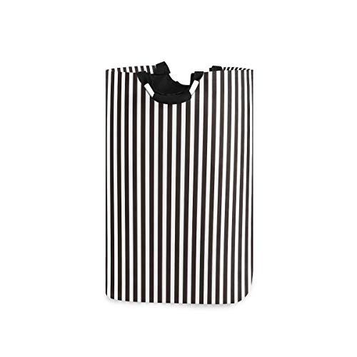 Mnsruu Wäschekorb mit Griffen schwarz gestreift weiß Wäschekorb faltbar Aufbewahrungsbehälter für Spielzeug Kleidung Organisation von Mnsruu