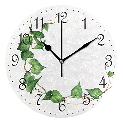 Mnsruu Wanduhr, grüne Blätter, Efeu, leise, nicht tickend, dekorative Wanduhren, batteriebetrieben, 25 x 25 cm, für Zuhause, Wohnzimmer, Küche, Badezimmer, Schlafzimmer Mnsruu Wanduhr, grüne Blätter, Efeu, leise, nicht tickend, dekorative Wanduhren, batteriebetrieben, 25 x 25 cm, für Zuhause, Wohnzimmer, Küche, Badezimmer, Schlafzimmer von Mnsruu