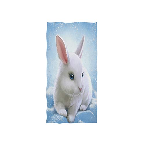 Mnsruu Weiches Handtuch mit Hasenmotiv, 76 x 38 cm, Weiß von Mnsruu