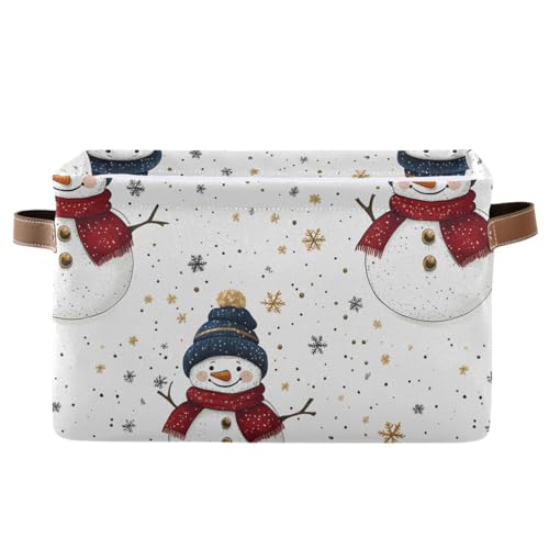 Mnsruu Weihnachts-Aufbewahrungskorb, Fliesen-Schneemann-Muster, faltbar, Stoff, faltbare Aufbewahrungskörbe, Organizer-Tasche für Kleidung von Mnsruu