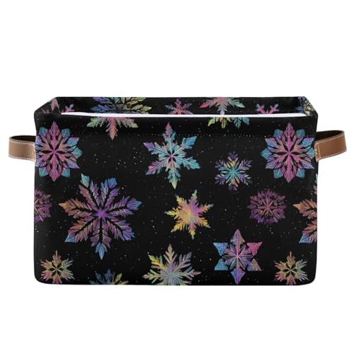 Mnsruu Weihnachts-Aufbewahrungskorb, Regenbogen-Schneeflocken-Muster, faltbar, Stoff, faltbare Aufbewahrungskörbe, Organizer-Tasche für Kleidung von Mnsruu