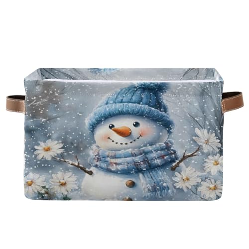 Mnsruu Weihnachts-Aufbewahrungskorb, blauer Schneemann, Gänseblümchen, faltbar, Stoff, faltbare Aufbewahrungskörbe, Organizer-Tasche für Kleidung von Mnsruu