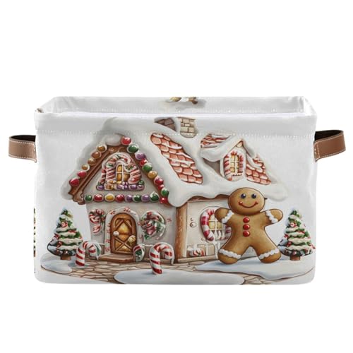 Mnsruu Weihnachts-Aufbewahrungskorb, niedlicher Lebkuchen-Süßigkeiten-Aufbewahrungskorb, faltbar, Stoff, faltbare Aufbewahrungskörbe, Organizer-Tasche für Kleidung Mnsruu Weihnachts-Aufbewahrungskorb, niedlicher Lebkuchen-Süßigkeiten-Aufbewahrungskorb, faltbar, Stoff, faltbare Aufbewahrungskörbe, Organizer-Tasche für Kleidung von Mnsruu