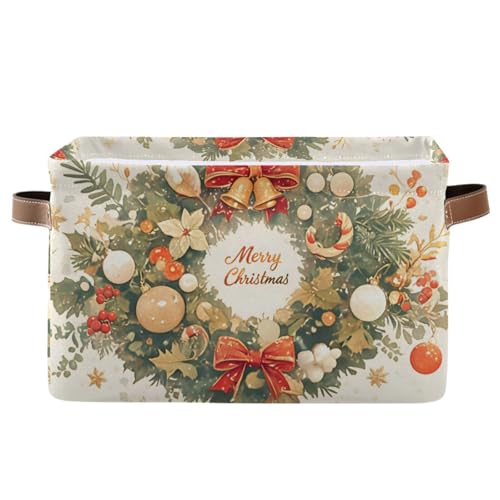 Mnsruu Weihnachtskorb, Weihnachtskranz, faltbar, Stoff, faltbar, Aufbewahrungskörbe, Organizer-Tasche für Kleidung Mnsruu Weihnachtskorb, Weihnachtskranz, faltbar, Stoff, faltbar, Aufbewahrungskörbe, Organizer-Tasche für Kleidung von Mnsruu