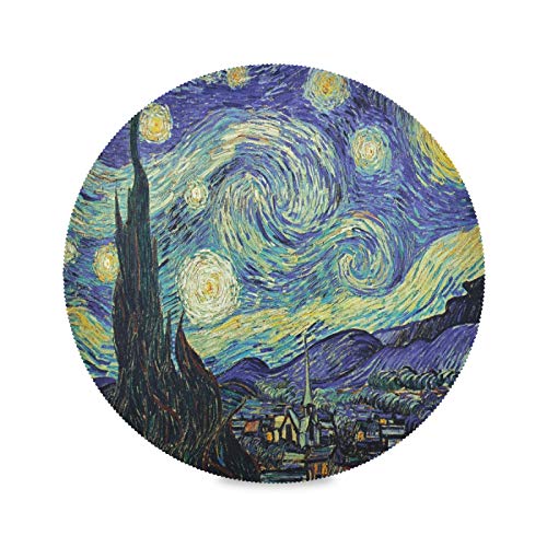 Muster Platzsets Set von 1 Polyester Tischsets Van Gogh Sternennacht Platzset Runde Tischmatte für Esszimmer Tischdekoration Muster Platzsets Set von 1 Polyester Tischsets Van Gogh Sternennacht Platzset Runde Tischmatte für Esszimmer Tischdekoration von Mnsruu
