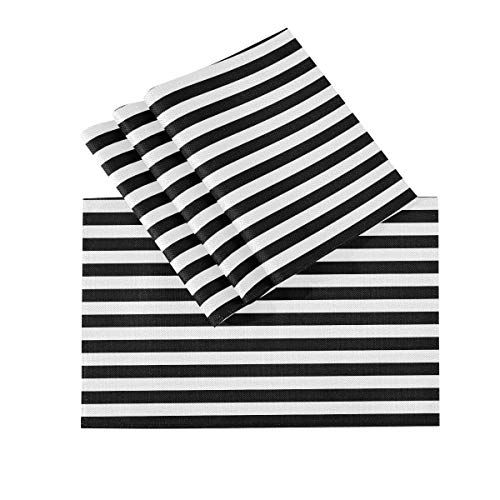 Muster Platzsets Set von 6 Polyester Tischsets Schwarz Weiß Streifen Platzset 30,5 x 45,7 cm Tischmatte für Esszimmer Tischdekoration von Mnsruu