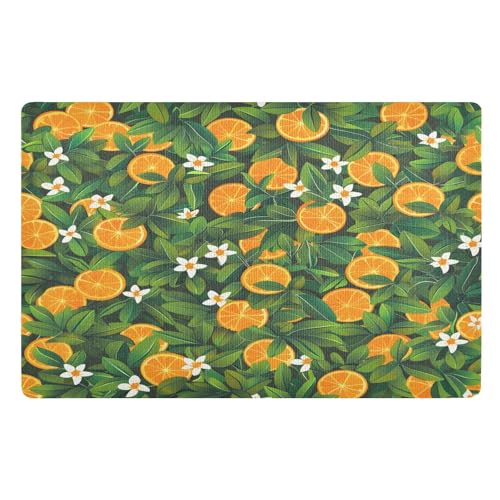 Orange Blätter Blumen Fußmatte Haustürmatte rutschfeste Schmutzfangmatten für Eingang, Innen, Küche, 50x80cm Orange Blätter Blumen Fußmatte Haustürmatte rutschfeste Schmutzfangmatten für Eingang, Innen, Küche, 50x80cm von Mnsruu