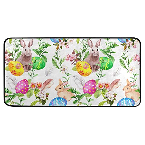 Osterteppiche Osterhasen-Eier im Gras Blumen Teppiche für Küche Badezimmer Zuhause Dekorative Fußmatte Kleine Teppich Matte 100 x 50 cm von Mnsruu