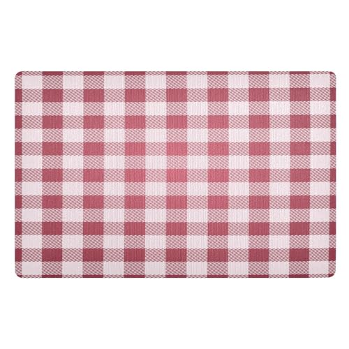 Red Farm Karierte Fußmatte Plaid Fußmatte Haustürmatte rutschfeste Schmutzfangmatten für Eingang, Innen, Küche, 50x80cm von Mnsruu