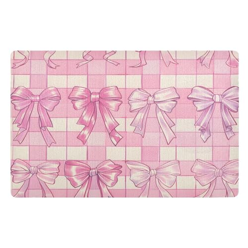 Rosa Schleife Plaid Fußmatte Haustürmatte rutschfeste Schmutzfangmatten für Eingang Innen Küche 50x80cm von Mnsruu