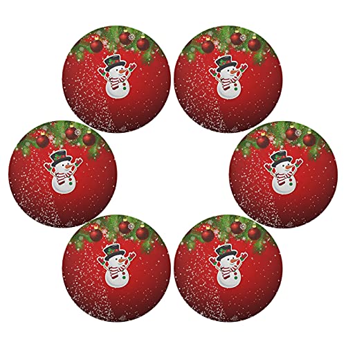 Weihnachten Tischsets, Rot Weihnachten Schneemann Runde Tischsets Set von 6 Stück für Küche Tisch Abwaschbar Küche Tischsets Platzsets von Mnsruu