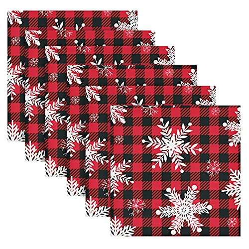 Weihnachten Stoffservietten 6er Set, Weihnachten Schneeflocke Kariert Plaid Quadratisch Premium Polyester Tischwäsche Juli 4. Servietten für Dinnerpartys von Mnsruu