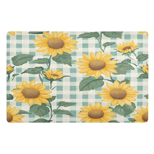 Sunflower Green Plaid Fußmatte Haustürmatte rutschfeste Schmutzfangmatten für Eingang, Innen, Küche, 50x80cm von Mnsruu