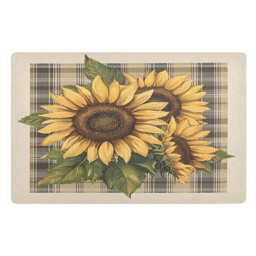 Sunflower Plaid Fußmatte Haustürmatte rutschfeste Schmutzfangmatten für Eingang Innen Küche 50x80cm von Mnsruu