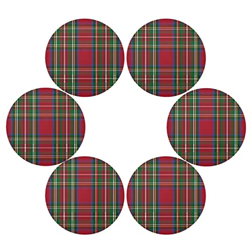 Weihnachten Tischsets Weihnachten Rot und Grün Tartan Plaid Streifenmuster Runde Tischsets Set von 6 Stück für Küchentisch Waschbar Küche Tischsets Platzsets von Mnsruu