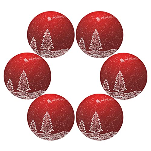 Weihnachten Tischsets Weihnachtsbäume Schneeflocken Rot Runde Tischsets 6er Set für Küchentisch Abwaschbar Küche Tischsets Platzsets von Mnsruu