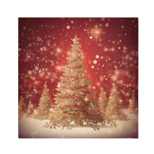 Weihnachtliche Stoffserviette rot golden Weihnachtsbaum Tuch Serviette Set mit 6 waschbaren wiederverwendbaren Polyester-Tischservietten für Familienessen Party Urlaub von Mnsruu