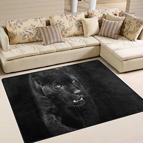 yibaihe Große Fläche Teppiche Black Panther in dunklen Gedruckt, leicht rutschfeste antistatisch wasserabweisend Boden Teppich für Wohnzimmer Schlafzimmer Home Deck Terrasse,203 x 147 cm von Mnsruu