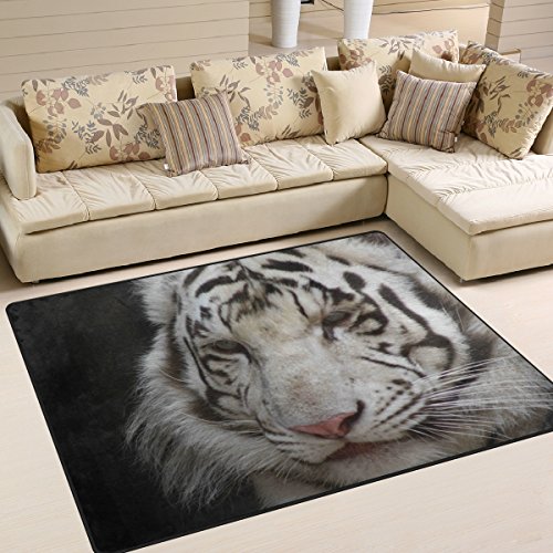 yibaihe Große Fläche Teppiche weiß Tiger Gedruckt, leicht Rutschfeste antistatisch wasserabweisend Boden Teppich für Wohnzimmer Schlafzimmer Home Deck Terrasse,203 x 147 cm von Mnsruu