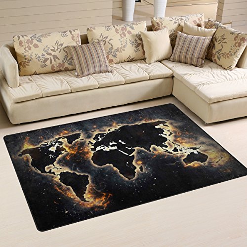 yibaihe leicht, Bereich Teppich Teppich dekorativen modernes verbrannt Weltkarte wasserabweisend farbbeständige für Wohnzimmer Schlafzimmer 153 x 100 cm von Mnsruu