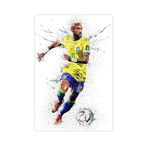 Mnyuein Neymar Poster Fußball Leinwand Poster Schlafzimmer Dekoration Landschaft Büro Raumdekoration Geschenk Unframe: 12x18inch(30x45cm) von Mnyuein
