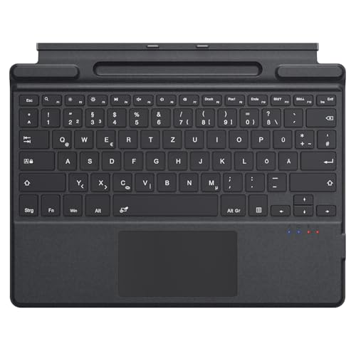 MoKo Deutsche Tastatur für Microsoft Surface Pro 11/10/9/8/X, QWERTZ Layout Kabellose Bluetooth Typ Cover Tastatur mit Integriertem Wiederaufladbaren Akku Bluetooth Keyboard, Grau von MoKo