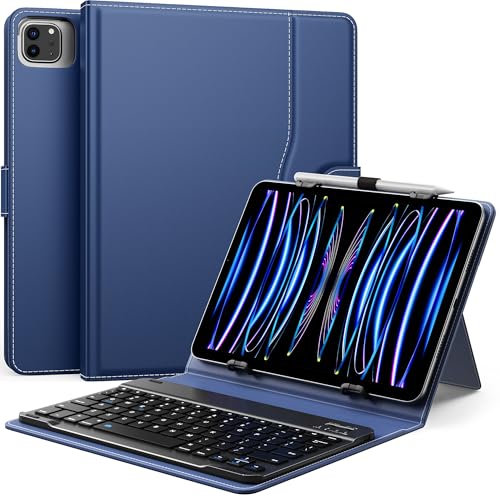 MoKo Universal Tablet Hülle mit QWERTY Tastatur für 9, 9.7, 10.1, 10.2, 10.4, 10.5, 10.9 Zoll Tablets mit Abnehmbarer Kabelloser Bluetooth-Tastatur & Stifthalter für iPad,Fire,Pixel,Android,Marineblau MoKo Universal Tablet Hülle mit QWERTY Tastatur für 9, 9.7, 10.1, 10.2, 10.4, 10.5, 10.9 Zoll Tablets mit Abnehmbarer Kabelloser Bluetooth-Tastatur & Stifthalter für iPad,Fire,Pixel,Android,Marineblau von MoKo