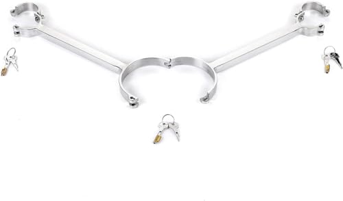 Edelstahl Bondage Fesseln Set Kragen Restraint System Set Mit Handschellen/Handfesseln Metall Sm Spreizstange Extrem Fesseln BDSM Fetish SM Folter Sklave Sexspielzeug für Frauen und Männer (Color : W von MoLig