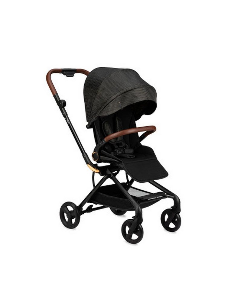 MoMi Kinder-Buggy MoMi ADELLE Kinderwagen schwarz-gold, leicht, wendig, Doppelte Verriegelung, 360-Grad-Drehfunktion, ausziehbares Verdeck von MoMi
