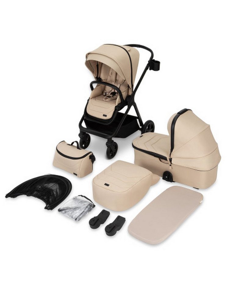 MoMi Kinder-Buggy MoMi GISELLE 2in1 Kinderwagen in Beige – mit verstellbarer Funktion, Einfacher Wechsel zwischen Buggy und Liegewanne, Aluminiumrahmen von MoMi