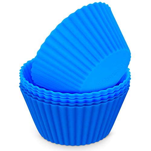 MoNiRo 5er Pack Silikon Muffin Förmchen Blau - wiederverwendbare Cupcake Backform aus Silikon - Muffin Form - Cupcake Form - Silikonbackform - Cupcake Förmchen - Muffinform Silikon von MoNiRo