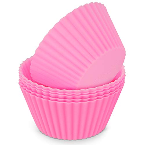 MoNiRo 5er Pack Silikon Muffin Förmchen Pink - wiederverwendbare Cupcake Backform aus Silikon - Muffin Form - Cupcake Form - Silikonbackform - Cupcake Förmchen - Muffinform Silikon von MoNiRo